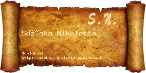 Sáska Nikoletta névjegykártya